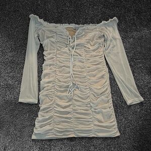 Plus Size Fashion Nova Mesh/Sheer Long Sleeve Off The Shoulder Dress SIZE 3X
